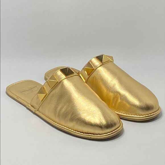 Valentino Garavani Roman Stud Metallic Leather Slippers - Picture 4 of 12
